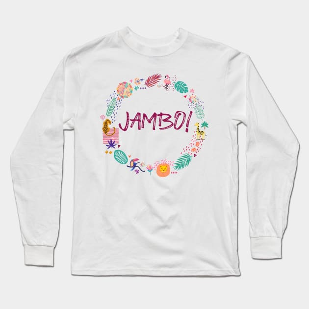 Jambo! (for light fabrics) Long Sleeve T-Shirt by 5571 designs